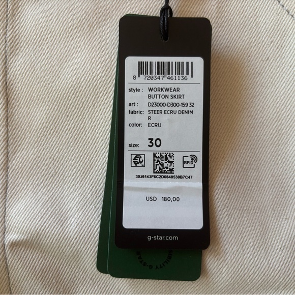NWT G-STAR RAW Workwear Button Mini Skirt // Ecru // Size 30 - Picture 6 of 12